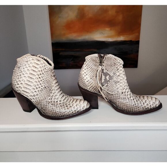 Azulado Python Snakeskin Western Style Ankle Booties Size 9 - Picture 2 of 8